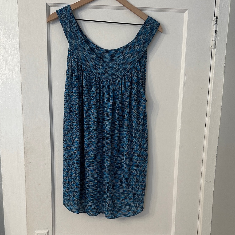 Free People Blue and Black Scoop neck Mini Dress